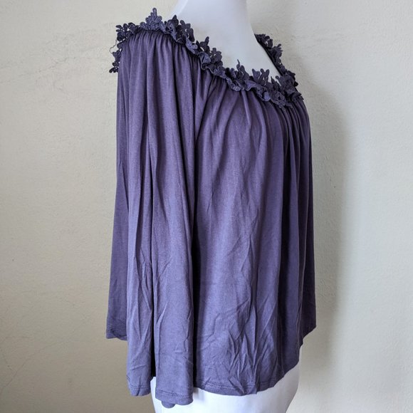 Grape Lilac Purple Top Floral Lace Collar - Picture 4 of 9